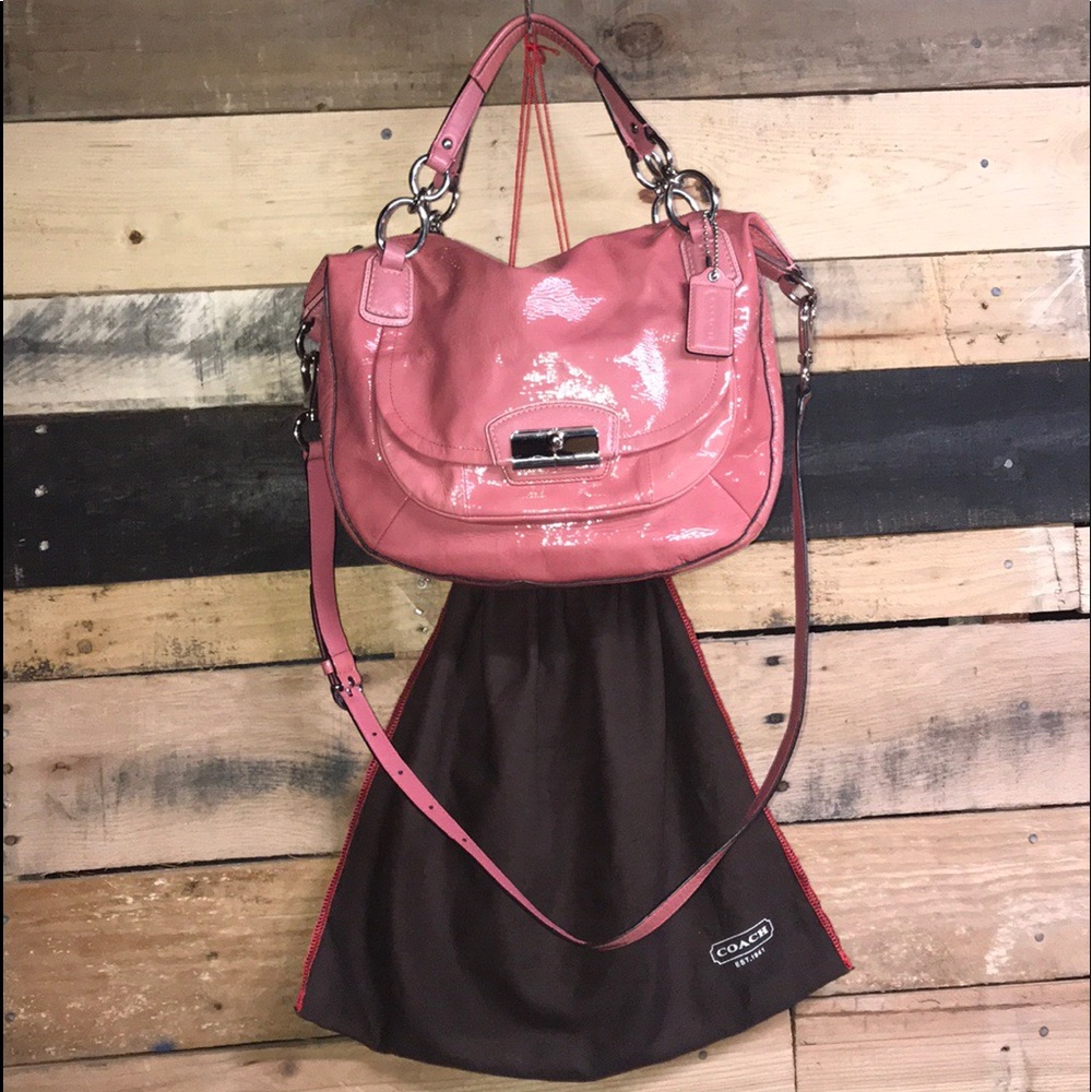 COACH KRISTEN SATCHEL PATENT LEATHER ROSE RARE